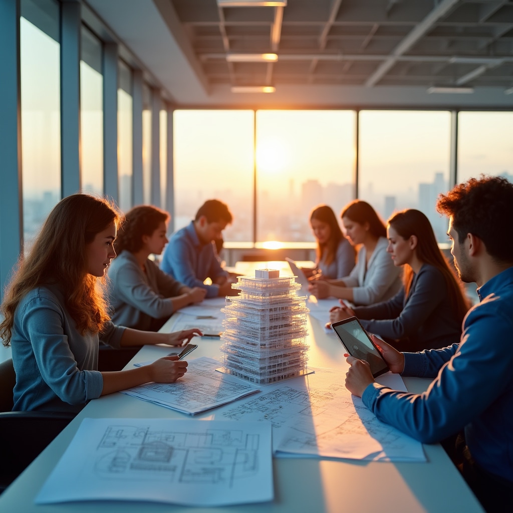 Overview of collective real estate financing concepts illustrated in a modern workspace